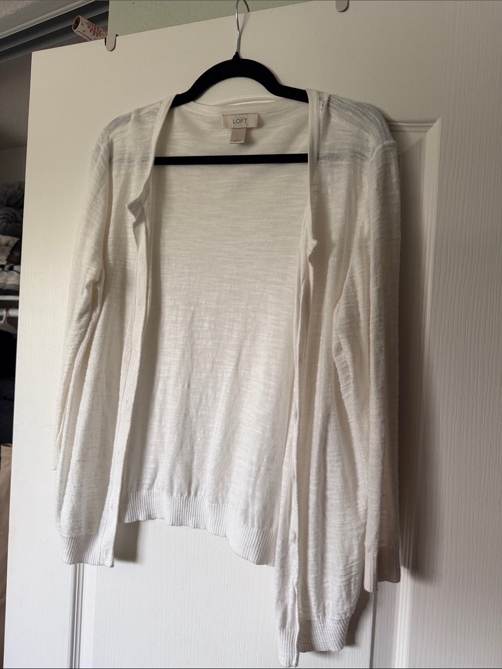 LOFT | White Open-Front Lightweight Cardigan